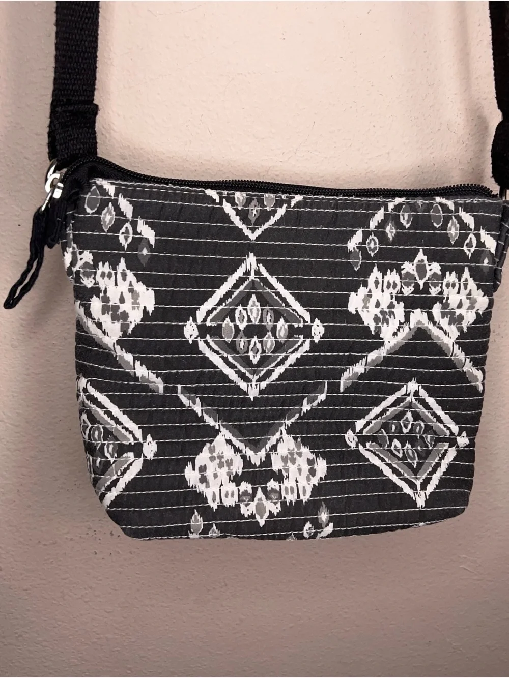 Black White Boho Crossbody Purse Festival Geometric Tribal Bohemian Travel